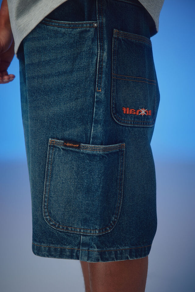 Half Half Painter Baggy Denim Short, DESERT HORIZON