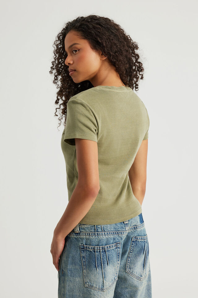 Fitted Graphic Tee, WASHED OLIVE STONE/NTN HEART