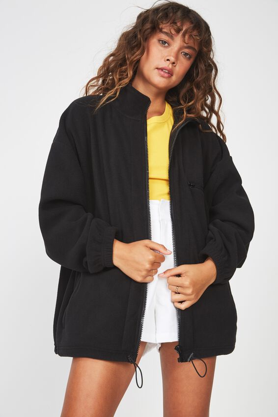 Polar Fleece Jacket, BLACK