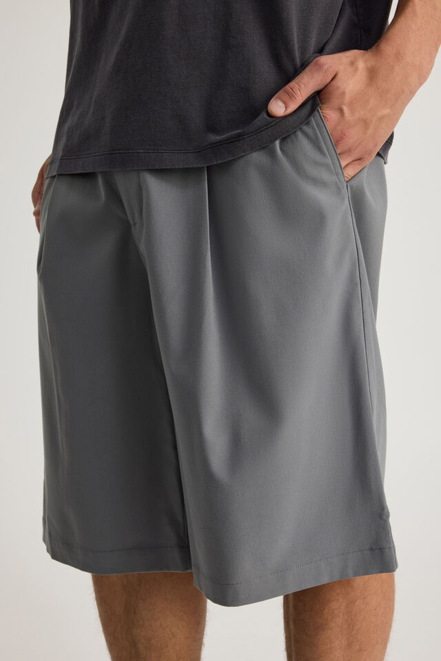 Open Gallery Pleated Woven Short, MID GREY