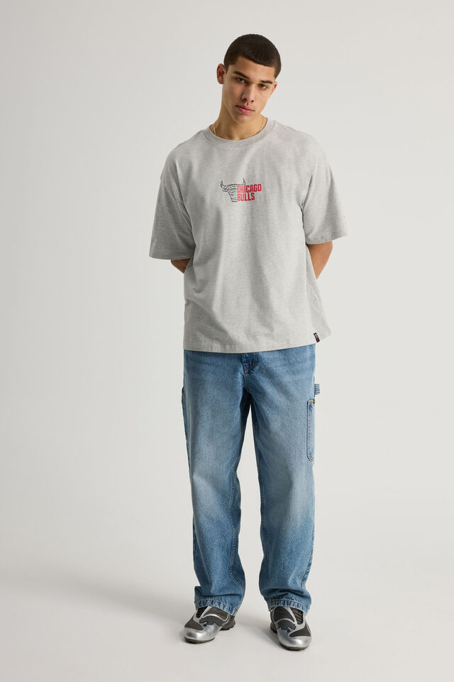 Box Fit Nba T Shirt, LCN NBA GREY MARLE/CHICAGO BULLS WORLDWIDE