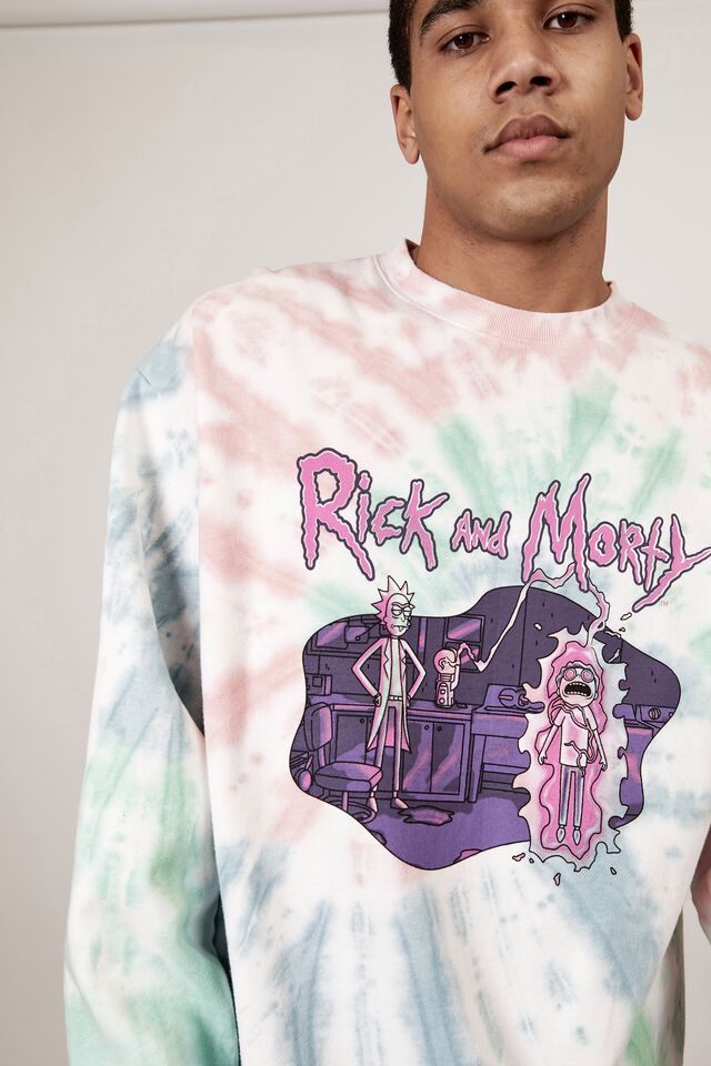 Oversized Lcn Rick And Morty Crew, LCN CAR TIE DYE/RICK AND MORTY POP