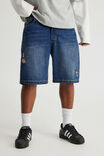 Spongebob X Half Half Painter Baggy Denim Short, LCN NIC DEEP WATER BLUE/SPONGEBOB - alternate image 1