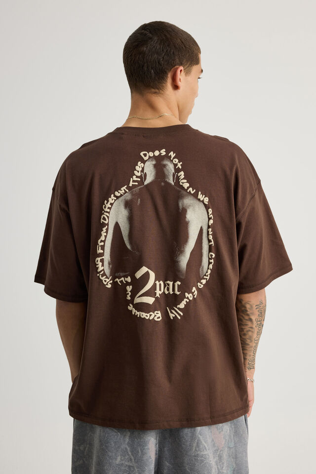 Box Fit Music Merch T Shirt, LCN BRA TUPAC BRACKEN/CREATED EQUALLY