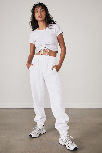 Super Slouchy Trackpant, WHITE