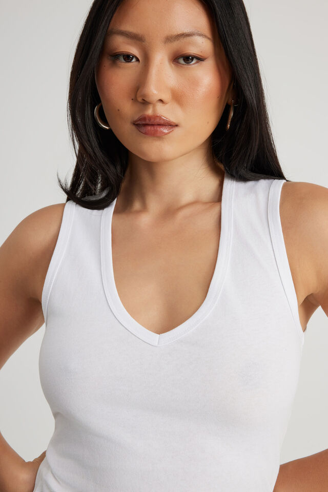 V Neck Tank, WHITE