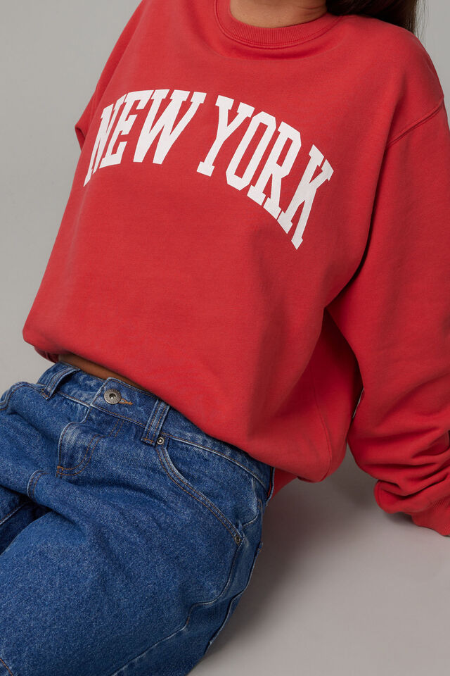 Graphic Crew Sweater, WASHED LYCHEE/NY