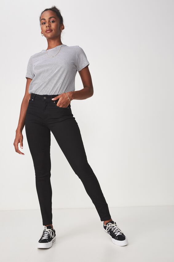 The Skinny Mid Rise Jean, BLACK