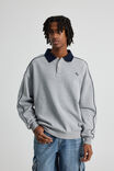 Half Half Polo Crew, HH GREY MARLE/NAVY CONTRAST - alternate image 2