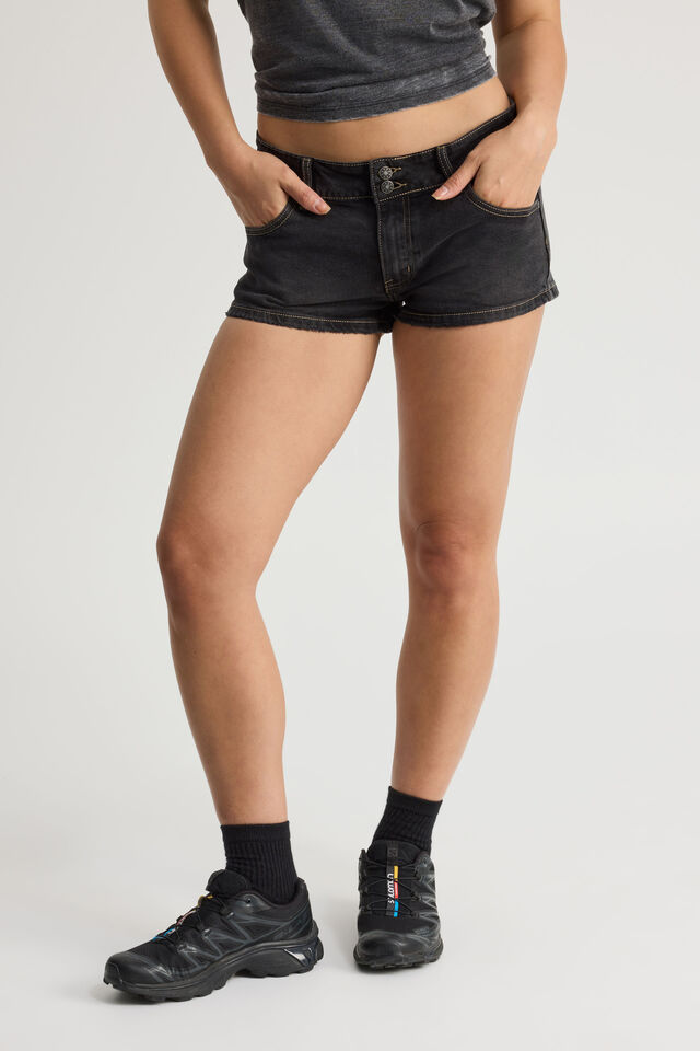 Tumblr Low Rise Booty Short, HEAVY WASH BLACK_STAR