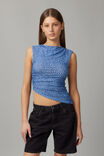 Olivia Mesh Asymmetric Hem Top, BLUE LEOPARD - alternate image 1