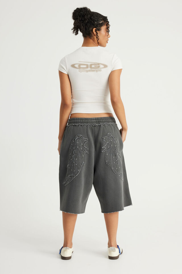 Baggy Track Short, NTN WASHED BLACK/ANGEL OR DEMON