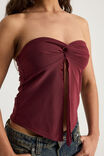 Knot Front Split Bandeau, BORDEAUX - alternate image 4