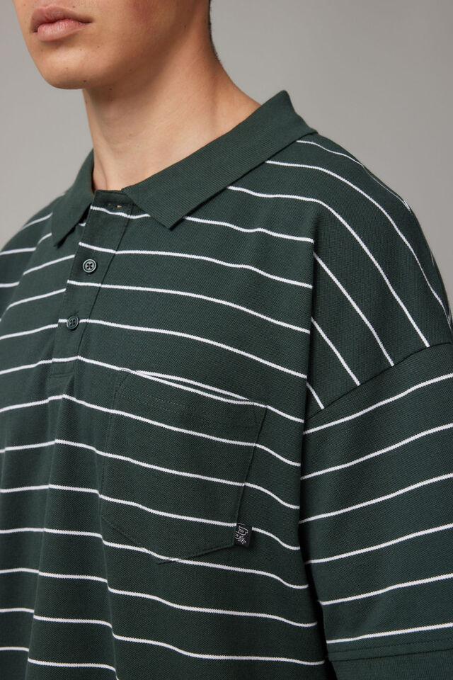 Oversized Polo, IVY GREEN STRIPE