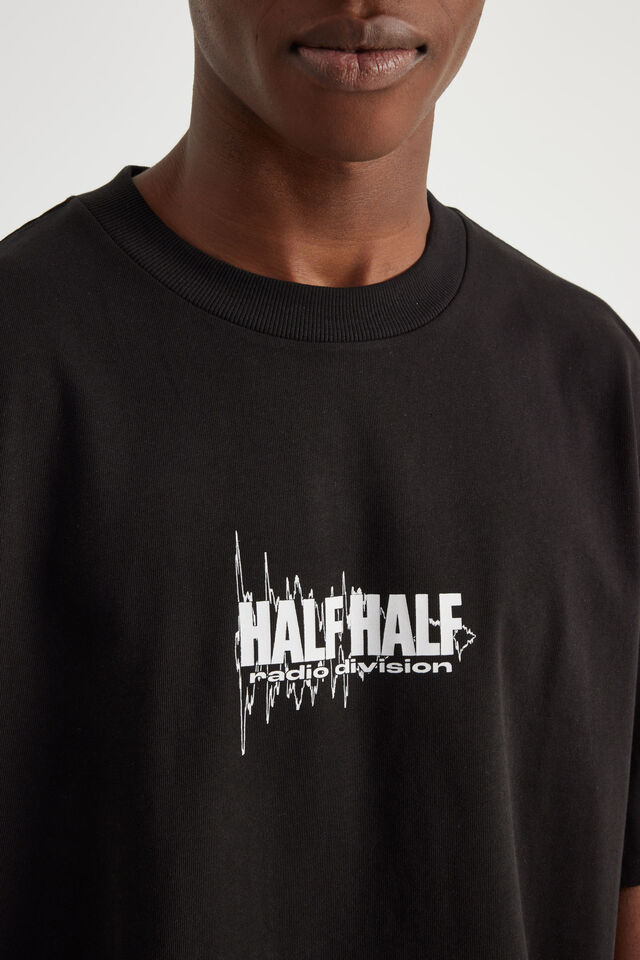 Half Half Heavyweight Box Fit Graphic Tshirt, HH BLACK/HALF HALF RADIO DIVISION
