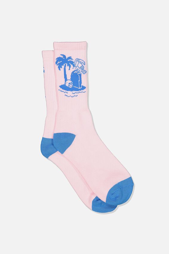 Retro Ribbed Socks, PARADISE PINK/BLUE