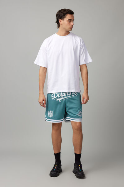 Nfl Basketball Short, LCN NFL DARK TEAL/DOLPHINS SCRIPT