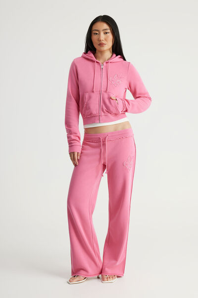 Straight Leg Track Pant, NTN WASHED HYPER PINK