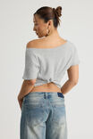 One Shoulder Graphic Tee, GREY MARLE - alternate image 3