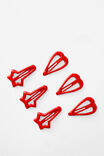 Hearts And Star Hair Clips, RED - alternate image 1