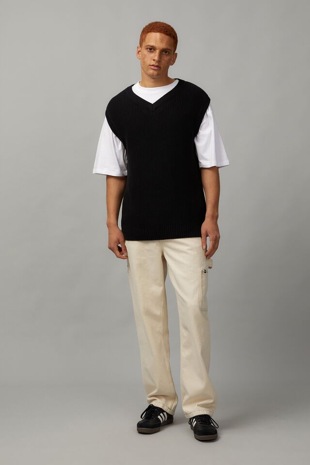 Knitted Vest, BLACK