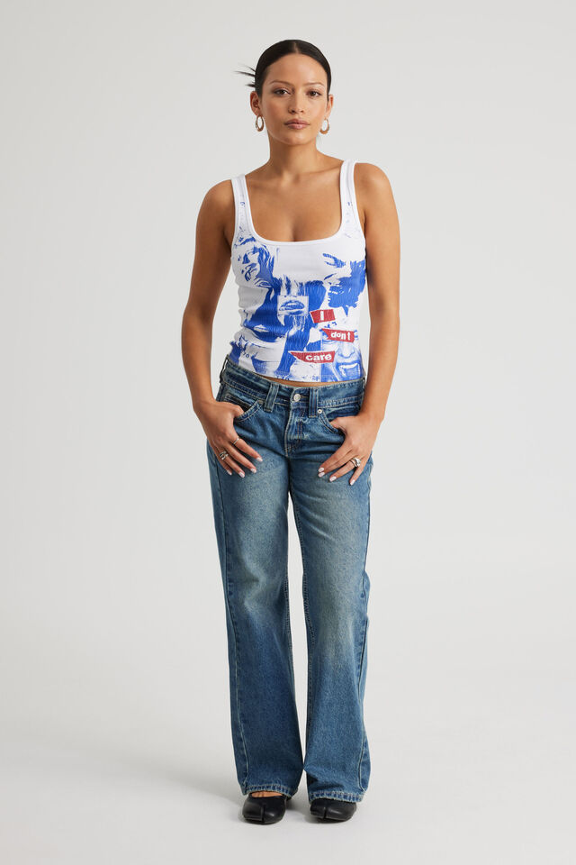 Graphic Scoop Neck Tank, WHITE/DON’T CARE