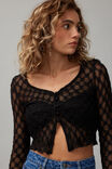 Ella 3/4 Sleeve Lace Cardi, BLACK - alternate image 4