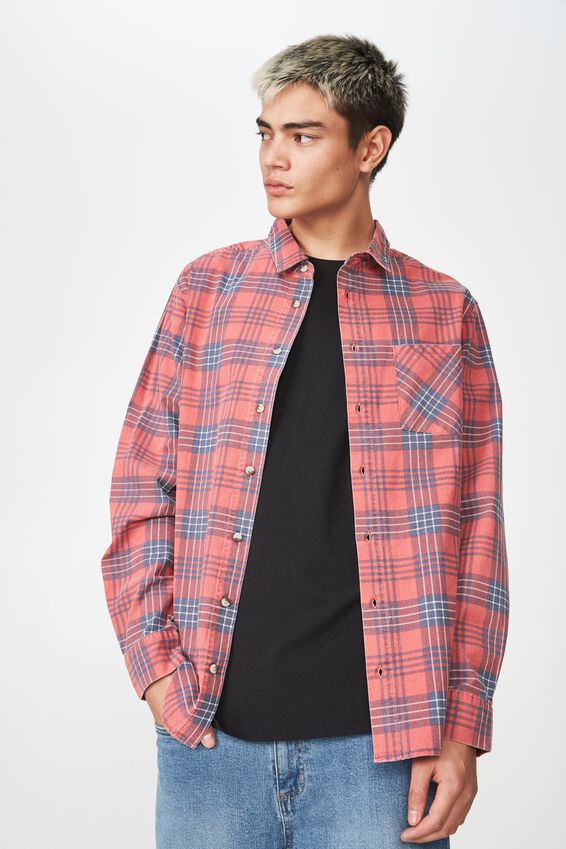 Long Sleeve Check Shirt, RED CHECK
