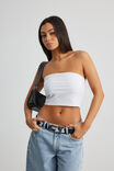 Crop Jersey Tube Top, WHITE - alternate image 2