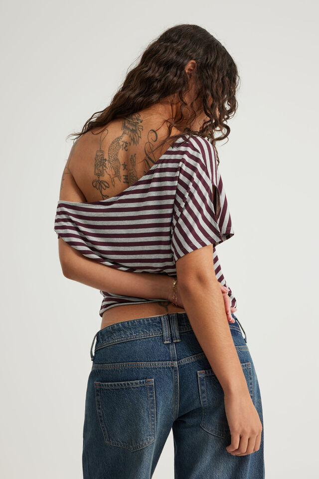 Off Shoulder Top, PUNK PURPLE/STEEL MARLE