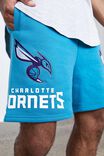 NBA Charlotte Hornets Graphic Track Short, LCN NBA VINTAGE TEAL/CHARLOTTE HORNETS MULTI