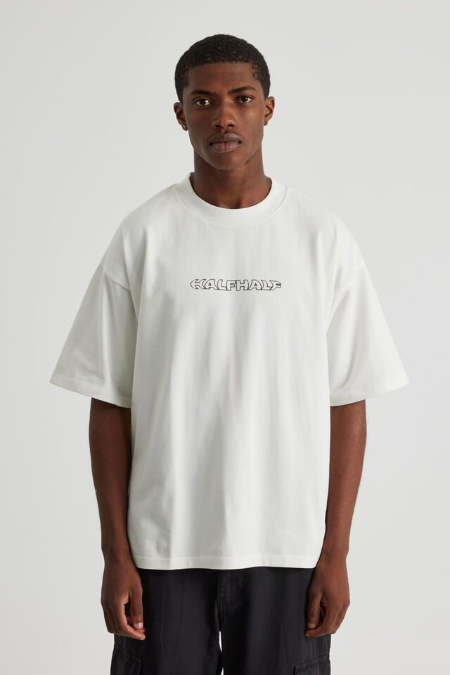 Half Half Heavyweight Box Fit Graphic Tshirt, HH CLOUD/FUTURISTIC LOGO