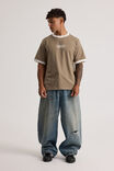 Half Half Slim Fit Ringer Tshirt, HH KHAKI MIST/CLOUD WIDE HALF HALF PILL - alternate image 2