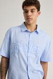 Open Gallery Boxy Cropped Short Sleeve Shirt, OG BLUE STRIPE / RAW APPLIQUE - alternate image 5