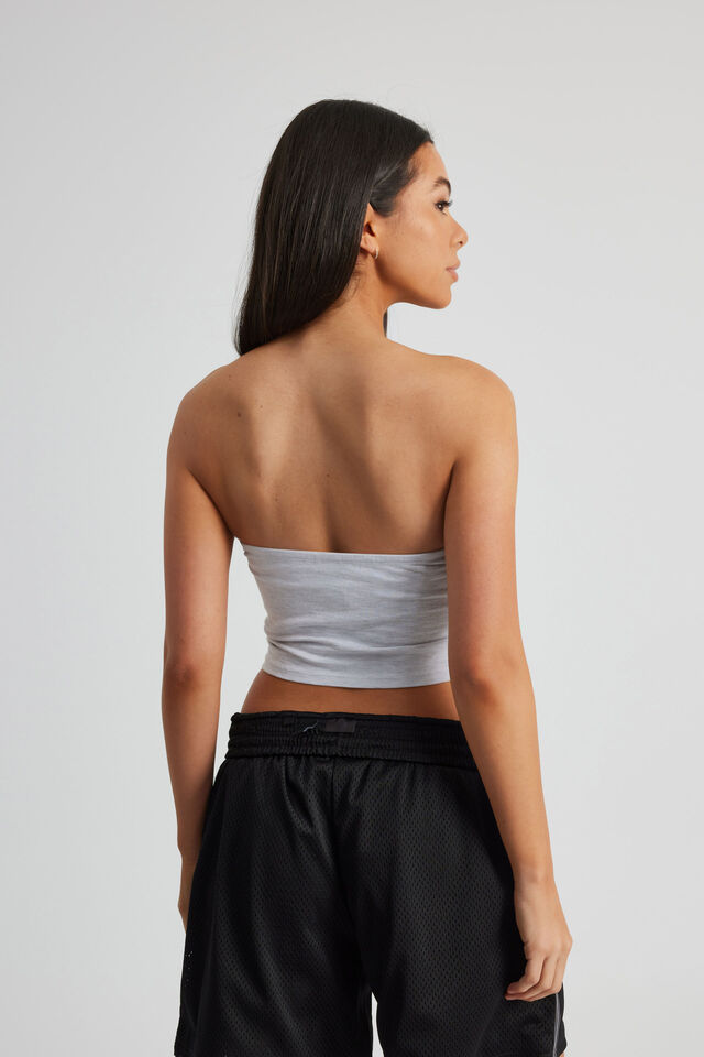 Crop Jersey Tube Top, SILVER MARLE