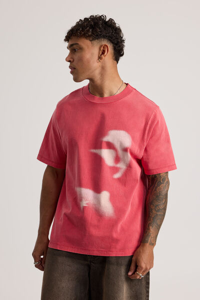 Notion Vintage Slim Fit Graphic Tshirt, NTN WASHED VARSITY RED/ABYSMAL