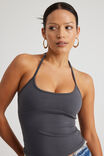 Tie Neck Halter Top, SLATE - alternate image 4