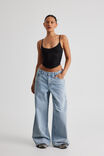 Elastic Waist Baggy Jean, FADED BLUE - alternate image 1