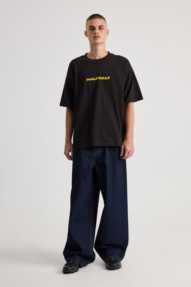 Half Half Heavyweight Box Fit Graphic Tshirt, HH BLACK/CONTRABAND COLLAGE