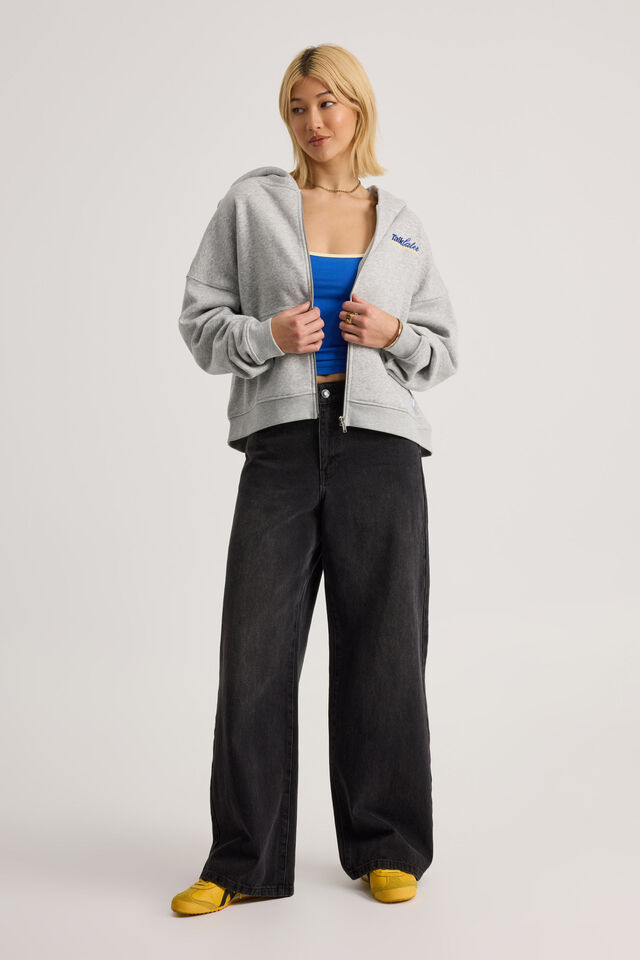 Stormy Zip Through Hoodie, GREY MARLE/TLK LTR ELECTRIC BLUE