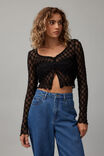 Ella 3/4 Sleeve Lace Cardi, BLACK - alternate image 1