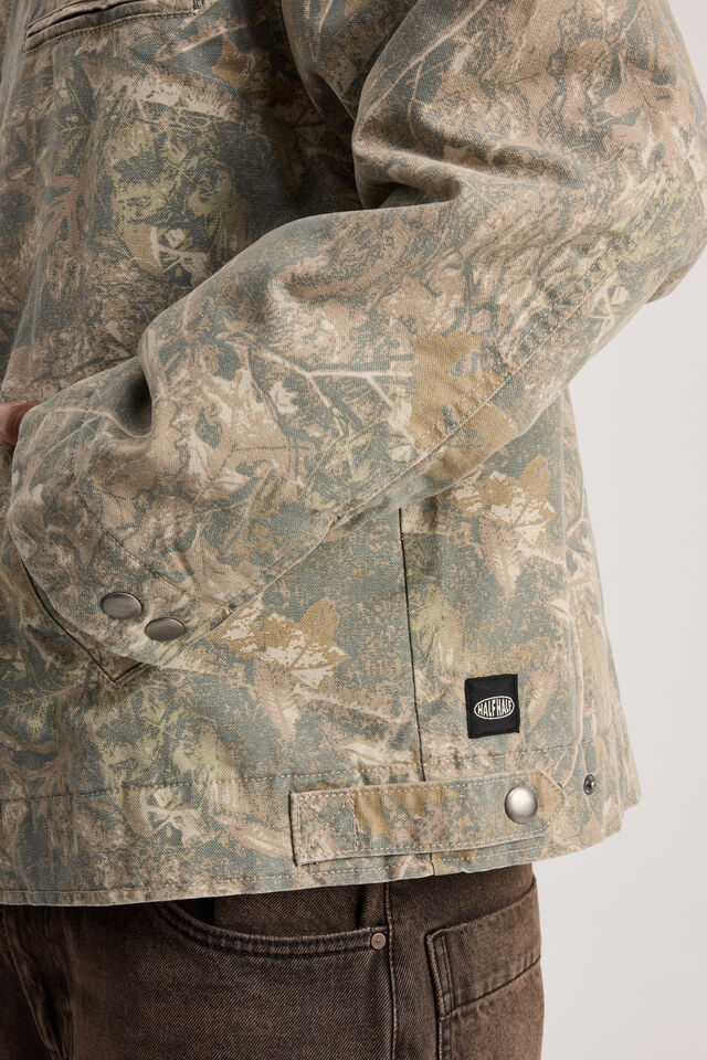 Half Half Washed Coach Jacket, HUNTER CAMO
