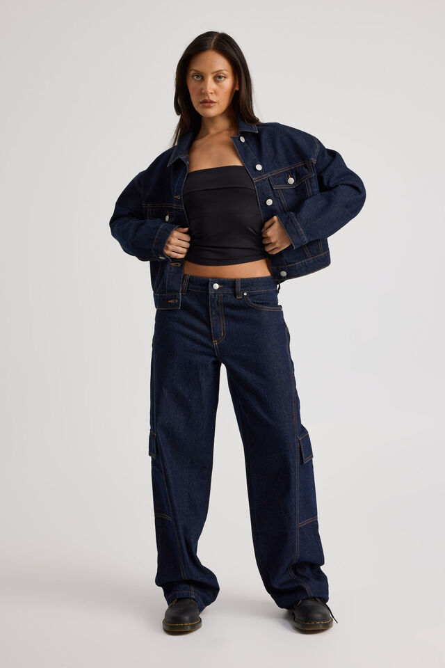 Mid Rise Cargo Jean, RAW INDIGO