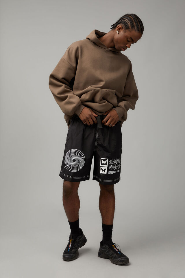 Half Half Graphic Street Short, BLACK/GRAPHIC