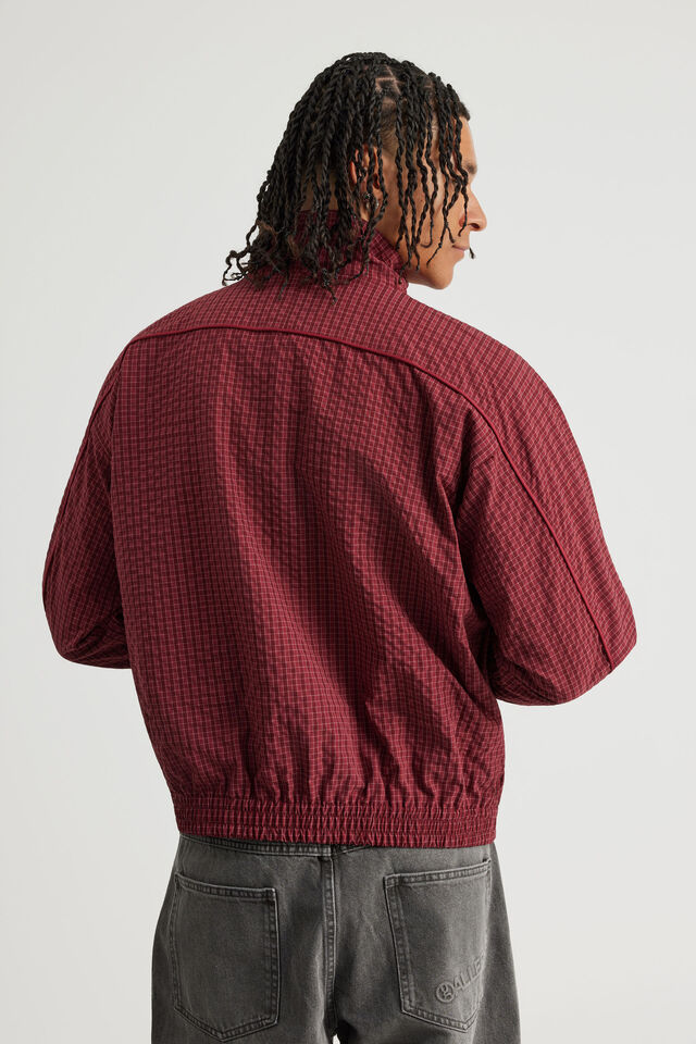 Half Half Zip Through Jacket, RUBY CHECK