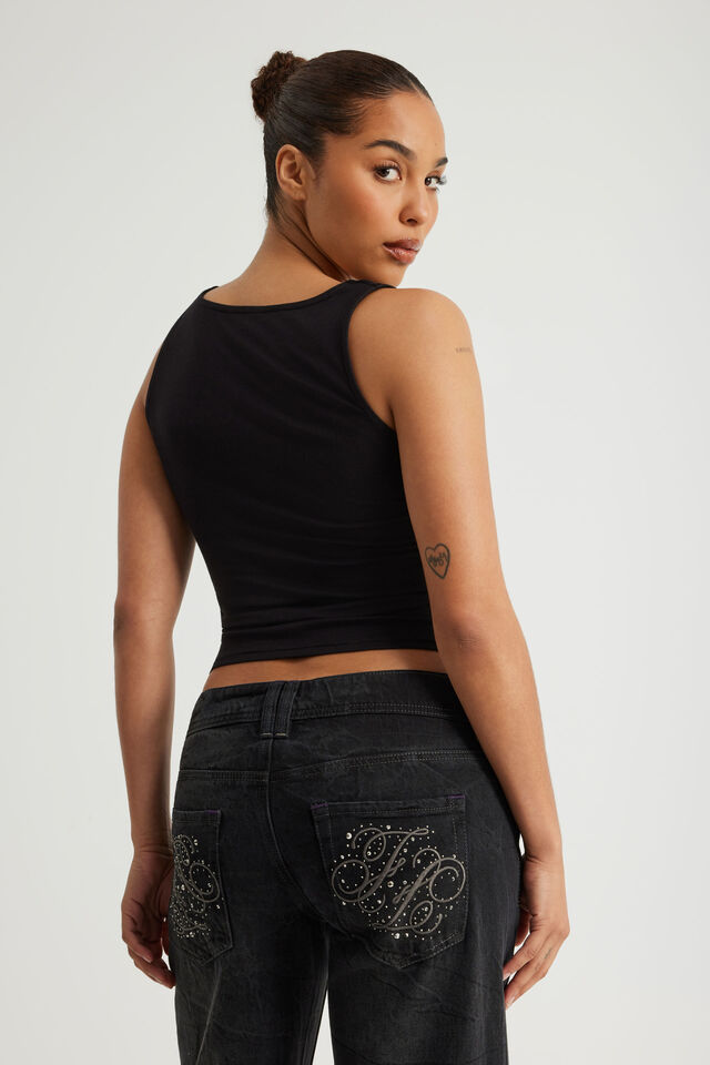 Cowl Front Tank, WASHED BLACK