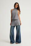 Longline Halter Top, MILANESE GREY/DARK MARLE - alternate image 2
