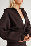 Authentics Shrunken Zip Through Hoodie, CHOC NOIR - example image 4