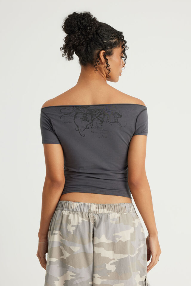 Boat Neck Graphic Tee, SLATE / GOTHIC ANGEL