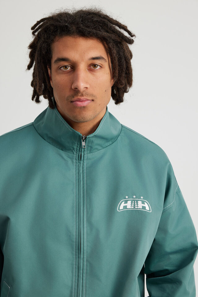 Half Half Zip Through Jacket, WASHED JADE